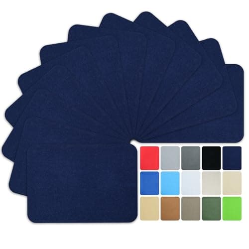 Image of WILDREEDS Premium Quality Fabric Iron on Repair Patches 100% Cotton Iron on Patches for Clothing Inside & Outside Strongest Glue 3" by 4-1/4" (7.5 cm x 10.5 cm)-Navy Blue