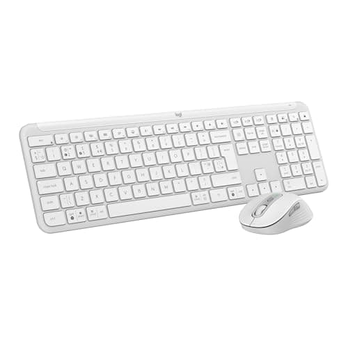 Image of Logitech MK950 Signature Slim Wireless Keyboard and Mouse Combo, Sleek Design, Quiet Typing and Clicking, Switch Across Three Devices, Bluetooth, Multi-OS, Windows and Mac, QWERTY UK Layout, White