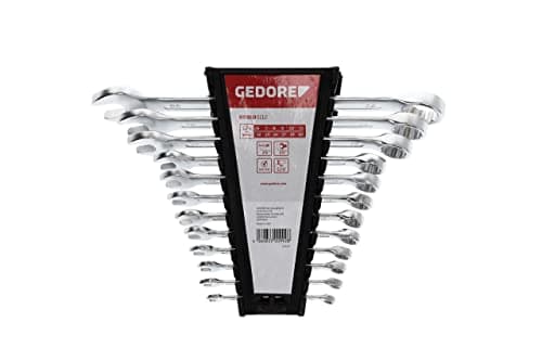 Image of GEDORE Red Combination Spanner Set 12 Pieces SW 6-22 Chrome Vanadium Steel Silver