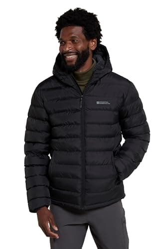 Image of Mountain Warehouse Seasons Mens Fur-Lined Padded Jacket - Microfibre insulation & Faux Fur Puffer Coat with Side Pockets - Best for Autumn, Winter, Outdoors Black XL