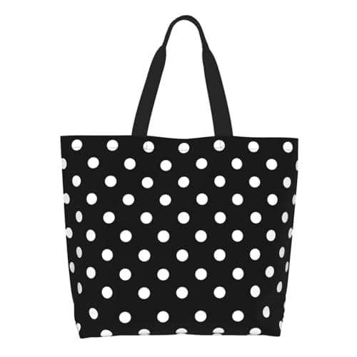 Image of YSBYEIU Red Polka Dots Tote Bag Large Women Men Casual Shoulder Bag Handbag Polka Dots Reusable Shopping Grocery Bag, Polka Dots _X8601444, One Size