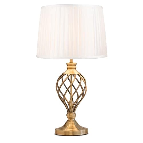 Image of Lighting Supermarket Hepburn Large Barley Twist Table Lamp Antique Brass (Ivory Pleated)