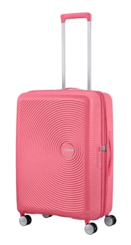 Image of American Tourister Soundbox - Hard Shell Suitcase 67 cm Medium - Trolley Suitcase with 4 Wheels, TSA Lock, Expandable & Light - 71.5/81 L - Pink (Sun Kissed Coral)