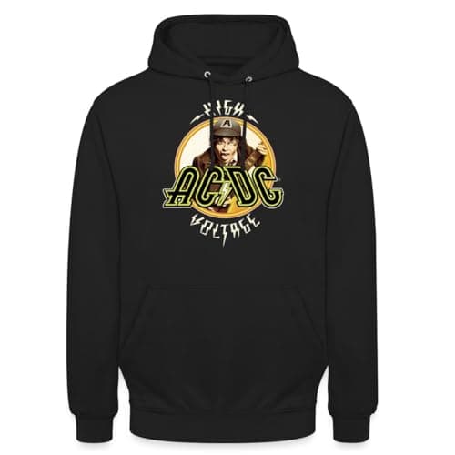 Image of Spreadshirt AC/DC Logo High Voltage Album Angus Young Unisex Hoodie, 3XL, black