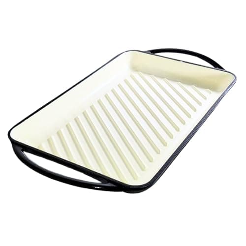 Image of Everypan Eclat Rectangular Grill 32cm – Enamelled Cast Iron Grill Pan, Oven-Safe Stovetop Grill, Heavy-Duty Nonstick Griddle for Meat, Vegetables & BBQ (Black Grill 32cm)