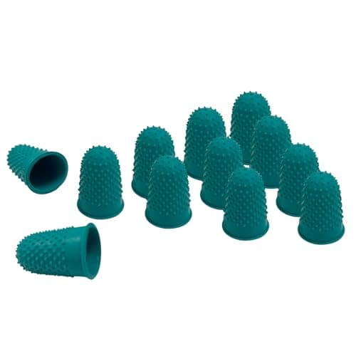 Image of Pack of 12 Green No.0 Rubber Thimblettes – Small Finger Cones for Protection, Grip, Sewing, Crafting & Counting Paper/Banknotes