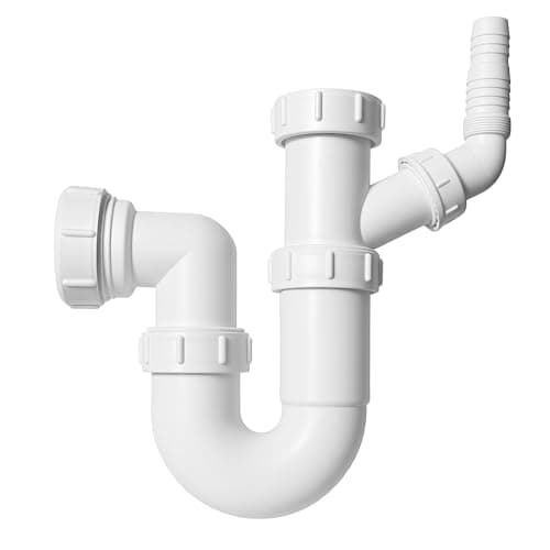 Image of Hulthor Washing Machine Waste Trap – Single or Double Outlet Options – 1.5" Inlet Trap for Washing Machine, Dishwasher, or Kitchen Sink Waste Connection – Easy Fit Compression Joint (Single Outlet)