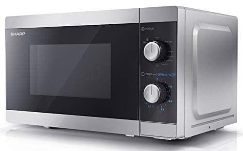 Image of SHARP YC-MG01U-S Compact 20 Litre 800W Manual control Microwave with 1000W Grill, 5 power levels, defrost function, LED cavity light - Silver