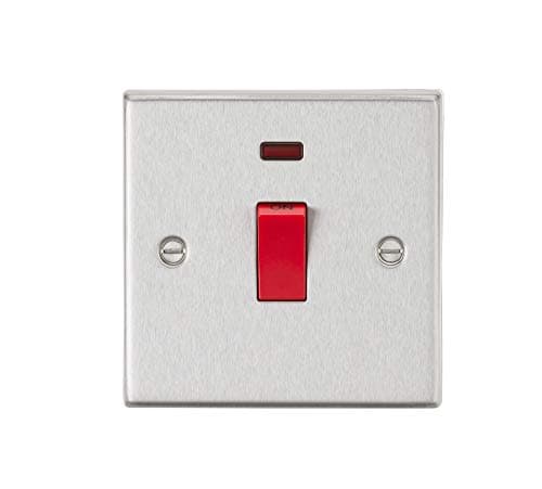 Image of 45A DP Switch with Neon (single size) - Square Edge Brushed Chrome