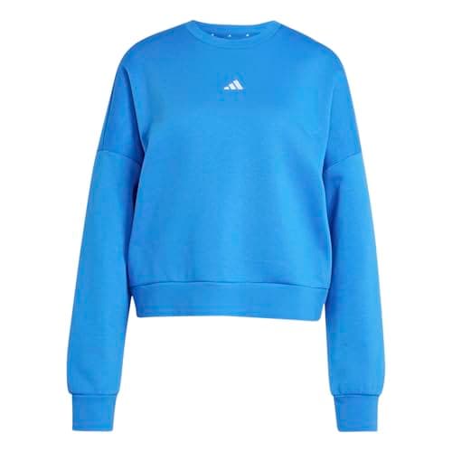 Image of adidas Women's ESSENTIALS SMALL LOGO FEEL COZY RELAXED FIT SWEATSHIRT, ray blue/white, XXL