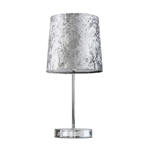 Image of MiniSun | Modern Polished Chrome Table Lamp with a Silver Grey Velvet Shade | Table Lamps, Home Décor & Improvement Essential