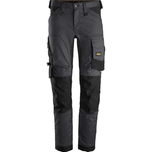 Image of Snickers 6341 Mens Allround Work Stretch Slim Fit Trousers Grey/Black 39" 30"