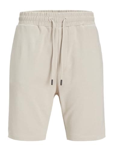 Image of JACK & JONES JJ Gordon Sweat Shorts MID 12249285, Men’s Casual Cotton Shorts, Regular Fit, Elastic Waist, Everyday Comfort, Moonbeam Colour, UK Size - M
