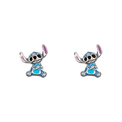 Image of Disney Lilo & Stitch Sterling Silver Blue Enamel Stitch Stud Earrings E906250RRHL.PH