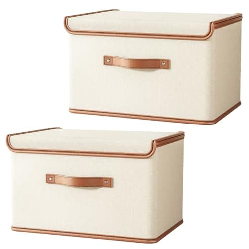 Image of Siocok 2 Pack Storage Boxes with Lids, Collapsible Storage Box with Lid, Fabric Storage Boxes with Handles, 37x27x26cm, Bins for Organizing Home, Clothes, Toys, Books, Closet, Bedroom, Office