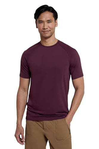 Image of Mountain Warehouse Agra Mens Melange T-Shirt - Lightweight Top, Comfortable, Round Neck Tshirt, Quick Drying & UV Protection Tee - for Spring Summer Travelling Dark Purple 2XL
