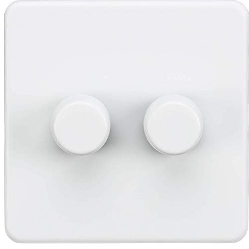 Image of Screwless 2G 2-way 10-200W (5-150W LED) trailing edge dimmer - Matt White