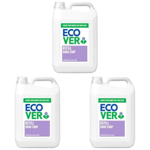 Image of Ecover Hand Wash, Hand Soap Refill, Lavender and Aloe Vera, Dermatologically Tested, For Sensitive Skin 5L (Pack of 3)