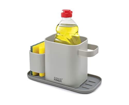 Image of Joseph Joseph Duo Sink Tidy, Kitchen Sink Cleaning Caddy Organiser with Sponge Holder, Grey