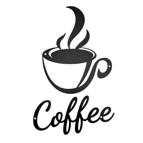Image of Ainmto Coffee Metal Wall Art Decor,Coffee Bar Home Office Kitchen Decor (10 Inch black Set of 2)