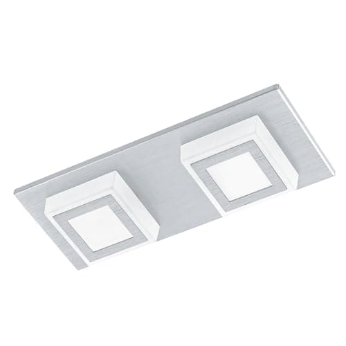 Image of Eglo LED Panel Masiano, 2 Light Ceiling lamp Made of Aluminium and Plastic, Flush Mount Living Room and Hallway Lighting, Warm White