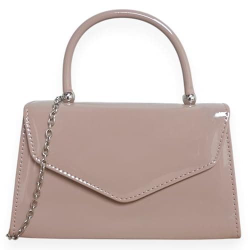 Image of fi9® BNWT Retro Tote Patent Leather Bridal Wedding Evening Handbag Party Purse Clutch Shoulder Hand Bag (Nude)