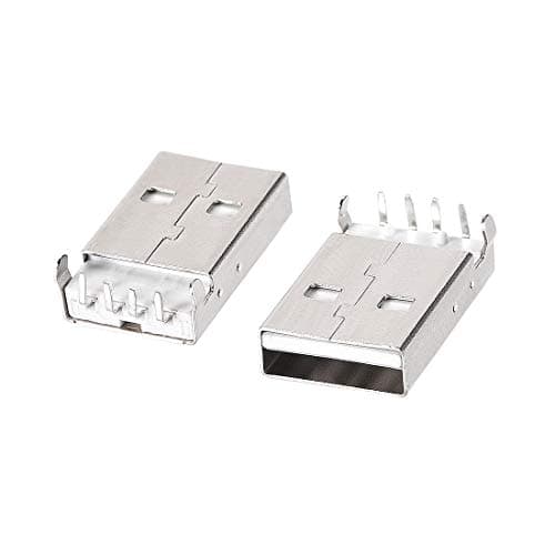 Image of sourcing map 10PCS USB 2.0 Type A Male Socket Connector Jack Port, 4-Pin DIP 90 Degree, Repair Replacement Adapter White