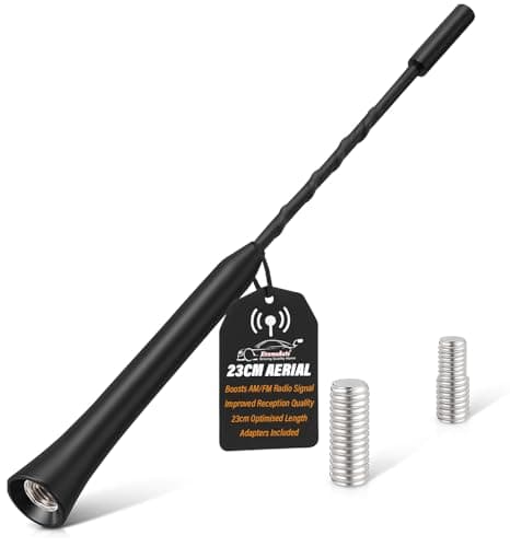 Image of Xtremeauto 23cm Car Aerial – Universal Bee Sting Radio Antenna, AM/FM Signal Booster, Short Replacement Car Aerial with M5/M6 Adapters – Black