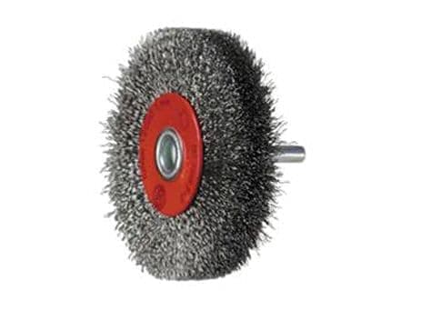 Image of 75mm Crimped Circular Spindle Mounted Stainless Steel Wire Brush. Price per 1.