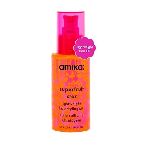 Image of Amika Superfruit Star Styling Oil – Heat Protectant & Smoothing Formula for All Hair Types – Anti-Frizz Lightweight Hair Oil with Sea Buckthorn – 50ml
