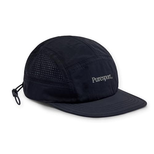 Image of Puresport Black Running Cap, Lightweight, Packable, Breathable & Water-Repellent Sports Hat with Adjustable Toggle Fit, Ideal for Men & Women, Outdoor Training, Hyrox, Gym & Functional Fitness