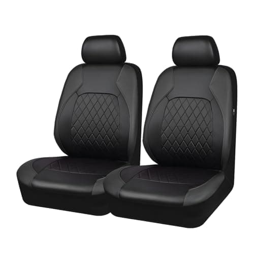 Image of CGEAMDY 2 Pieces Car Seat Covers Universal Fit Full Set, Car Seat Covers Universal Front Pair Waterproof PU Leather, Automotive Faux Leather Vehicle Cushion Covers, For Most Sedans, Vans, Trucks