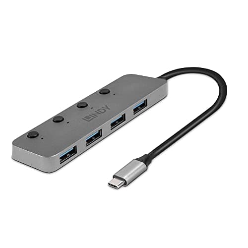 Image of Lindy 4 Port USB 3.2 Gen 1 Type C Hub with On/Off Switch