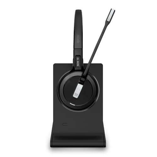Image of EPOS IMPACT 5000 Go MS 3-in-1 Wireless DECT Headset with USB-A Dongle, Foldable Charge Stand, Microsoft Teams Certified, Noise-Cancelling Mic, Up to 135m Range