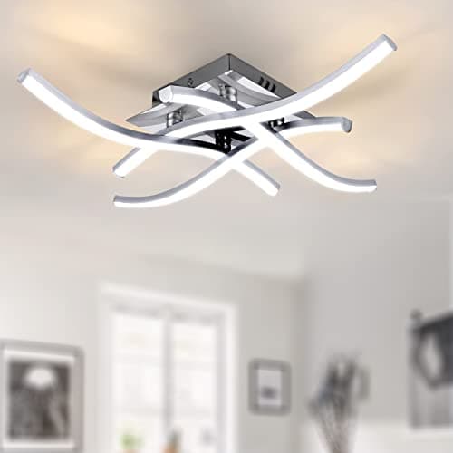 Image of TYCOLIT LED Ceiling Light, Elegant Curved Design Ceiling Lights, 4 Built-in LED Boards, 24W 2400 Lumen, Cold Light 6500K, Modern Ceiling Fixture for Living Rooms, Bedrooms and Corridor