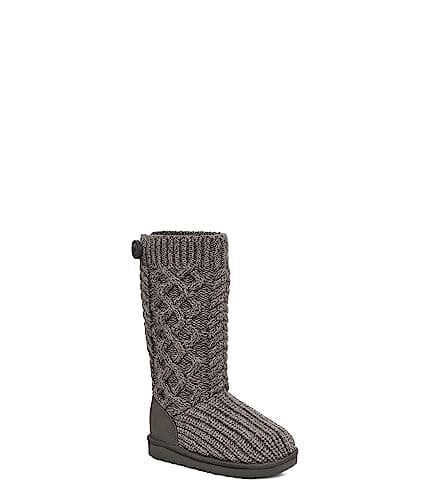 Image of UGG Unisex-Child K Classic Cardi Cabled Knit Fashion Boot, Grey, 6 Toddler