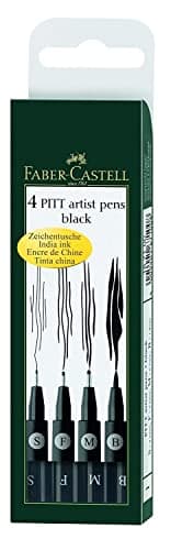 Image of Faber Castell : Pitt Artists Pen : Set of 4 Assorted Nibs : Black