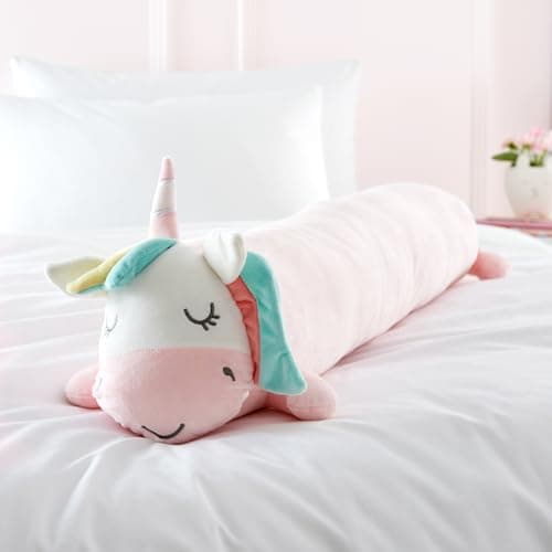 Image of Catherine Lansfield Cuddle Friends Unicorn 90x15cm Large 3D Cushion Pink