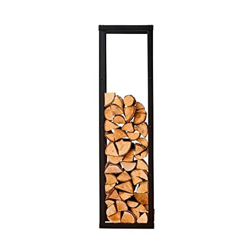 Image of Neo Large Black Firewood Log Rack Storage 150x40x25cm Holder Metal Shelf Stand Tall Steel