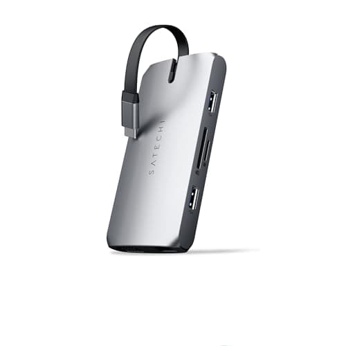 Image of SATECHI Docking Station 9-in-1, USB-C Hub Multiport Adaptor, 4K@60Hz HDMI, 100W USBC PD Charging, USB-C Data, 2x USB-A, Gigabit Ethernet, Micro/SD, VGA, for MacBook Pro & Air, Windows – Space Grey