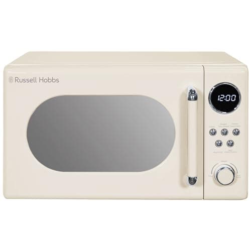 Image of Russell Hobbs RHM2044C Retro 20 Litre Cream Digital Microwave, 800W, Mirror Finish, 8 Auto Cook Settings, 5 Power Levels