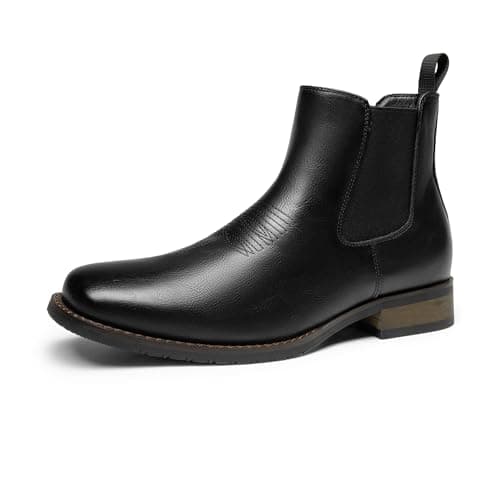 Image of Bruno Marc Men's Chelsea Ankle Western Cowboy Boots Classic Comfort and Fashion Shoes,Size 9.5,Black-Pu,BMUMAB2402