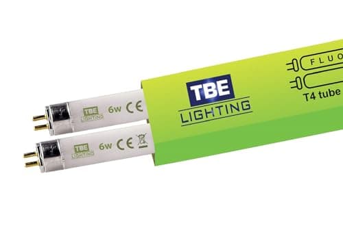 Image of TBE LIGHTING T4 6w Fluorescent Tube Lamps 232mm - 2 Pack of CFL Bulbs - G5 2-Pin Base Fittings - T4 High Efficiency Lamps, Soft White 3500K.