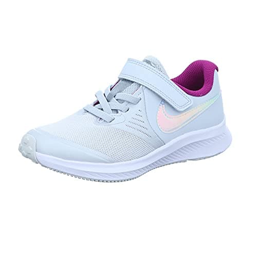 Image of Nike Boy's Unisex Kids Star Runner 2 Codes (GS) Running Shoe, Pure Platinum Multi Color Barely Volt Red Plum White, 11.5 UK Child