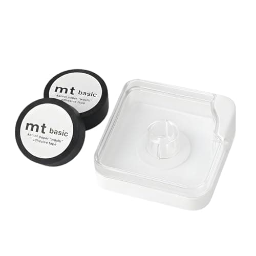 Image of Matte Black Washi Tape (2 Rolls) with Tape Dispenser & Cutter, Japanese mt – Black Masking Tape for Labeling, Blocking LED Light & Cable Protection