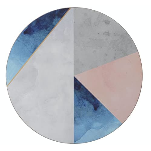 Image of Creative Tops ‘Geometric Palette’ Printed Round Cork Backed Placemats, 29 cm - Blue / Grey (Set of 4)