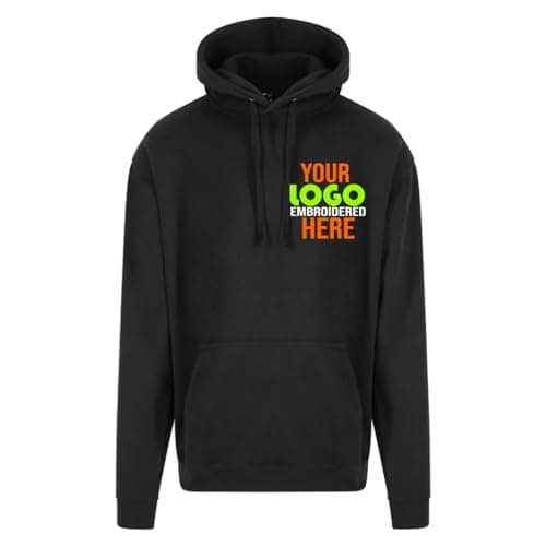 Image of Personalised Embroidered Hoodie Work wear Uniform Your Logo (L, Black)
