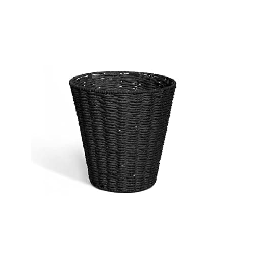 Image of Vencier Round Waste Paper Basket Bin - Rubbish Bin for Bedroom, Bathroom, Offices or Home (Black)