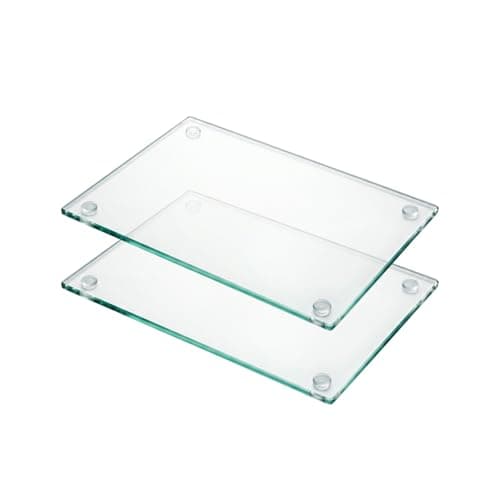 Image of STL Pack of 2 Glass Chopping Board 40x30cm Tempered Glass Worktop Savers for Kitchens Durable Scratch Resistant Heat Proof Clear Small Dining Place Mats Cutting Mat Saver for Kitchen Cooking Baking
