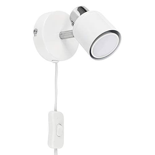 Image of MiniSun | Modern White and Chrome Single Adjustable Wall Spotlight | Wall Spotlights, Home Décor & Improvement Essential | Includes 5W LED Bulb [3000K Warm White]